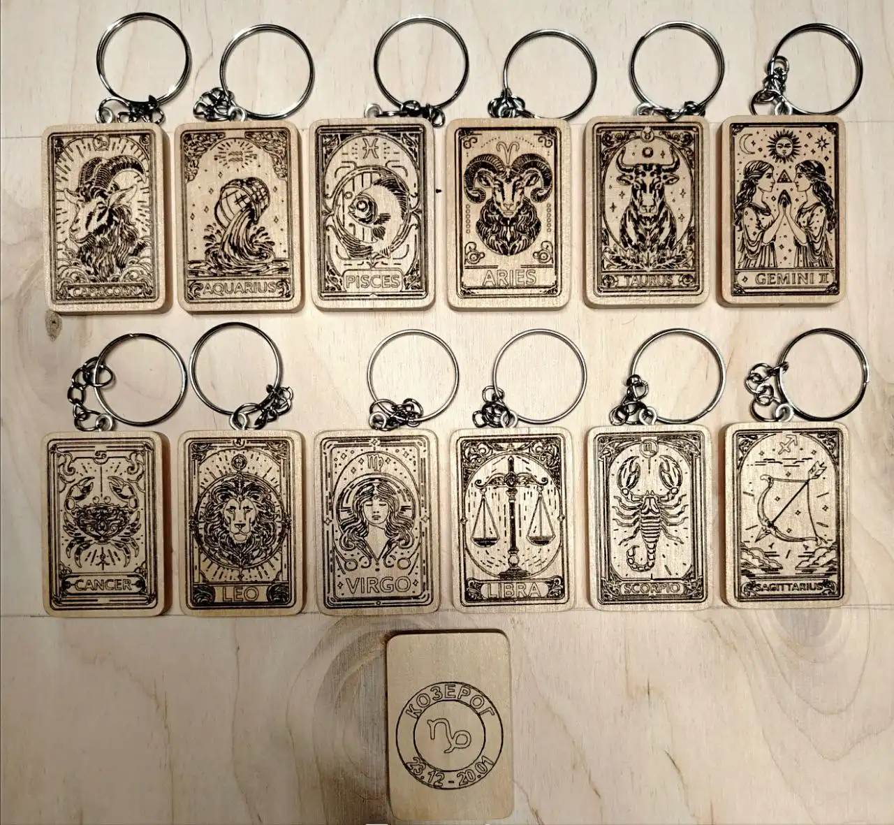 Брелок гороскоп из березы с бесцветным лаком - Сувениры (Барахолка) в Челябинск