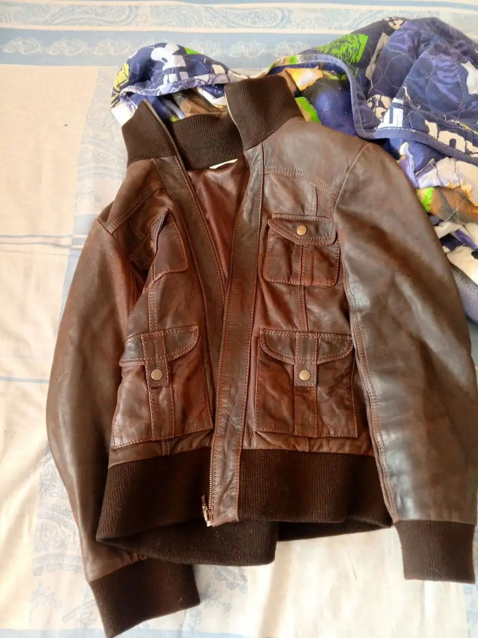 Куртка-бомбер из натуральной телячьей кожи - Верхняя одежда (Одежда) в Челябинск