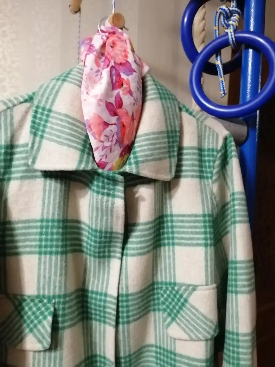 Стильное пальто из советского одеяла, шерсть 75%, размер М 46-48