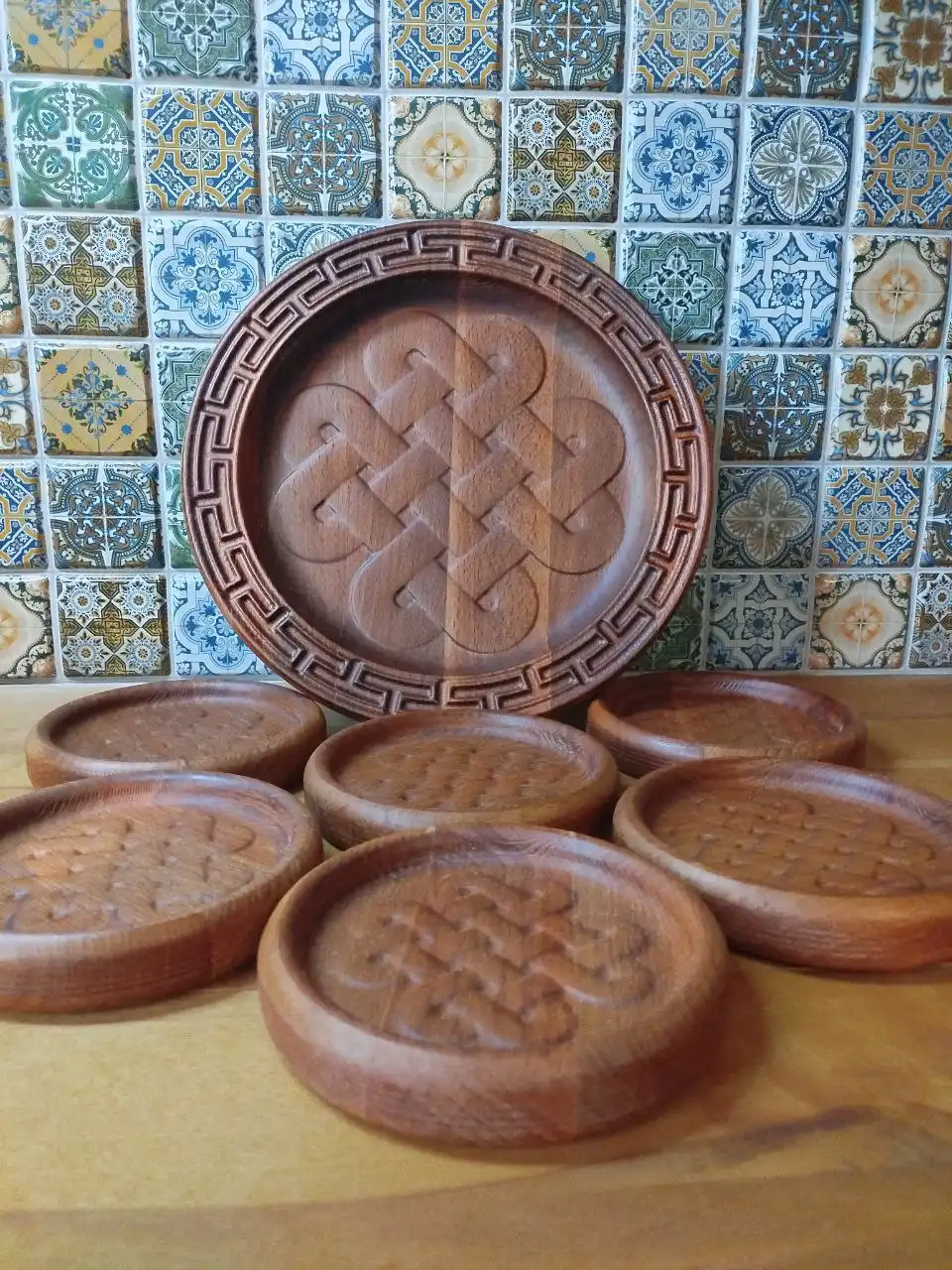 Сервировочный набор для бууз из натурального бука