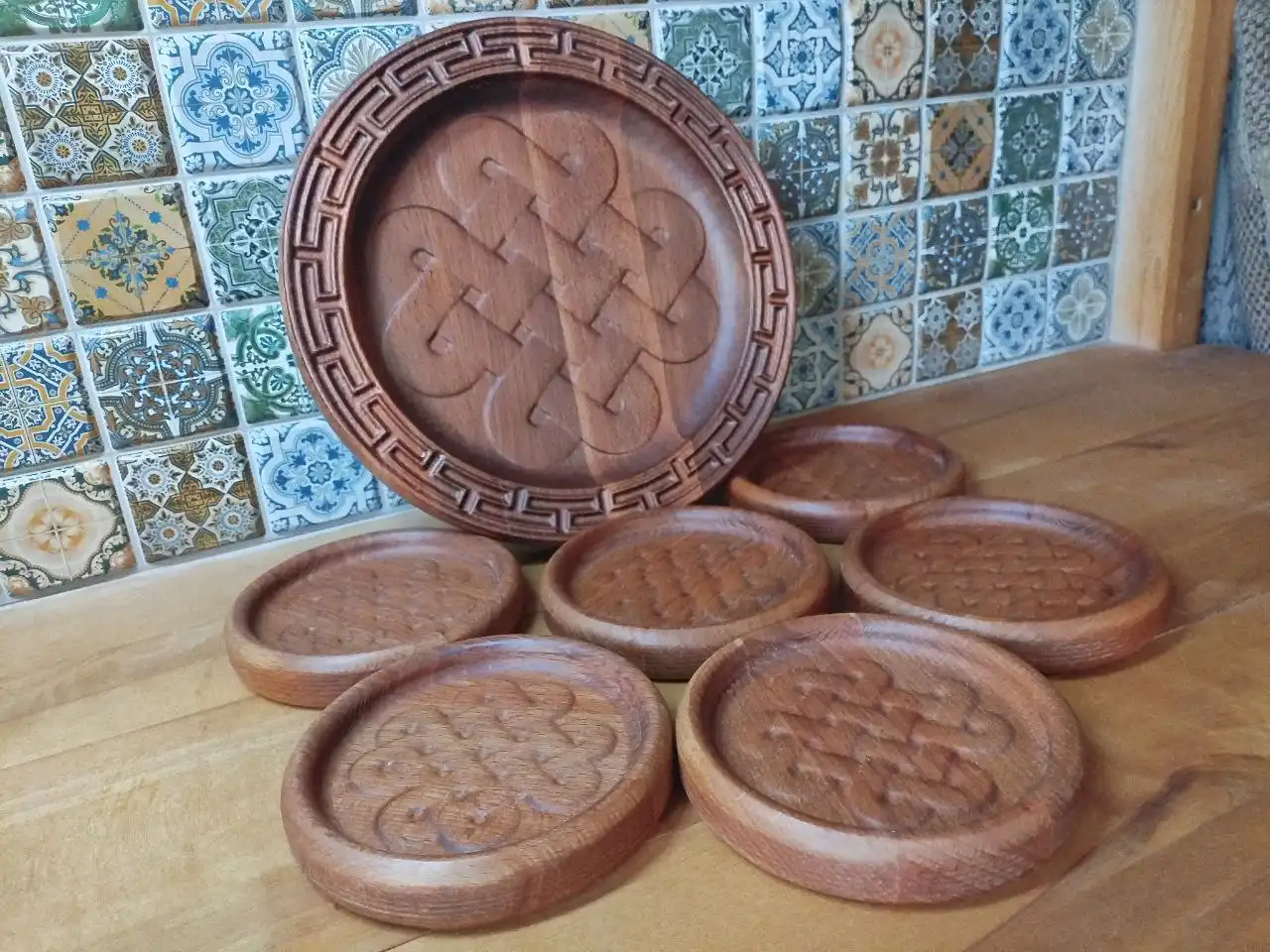 Сервировочный набор для бууз из натурального бука