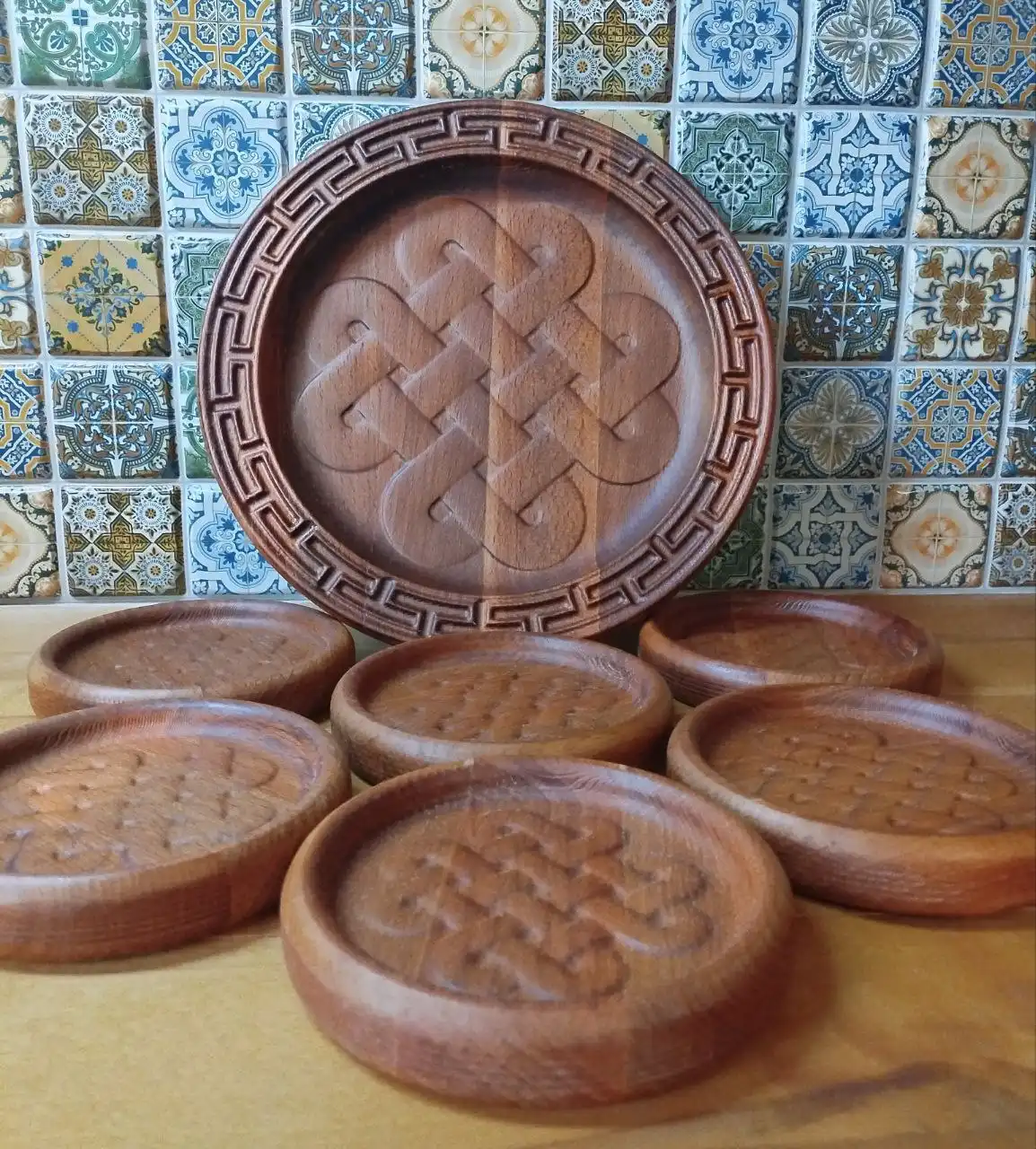 Сервировочный набор для бууз из натурального бука