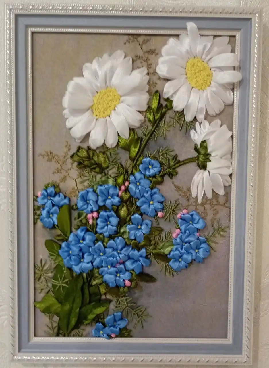 Продажа вышитых лентами картин