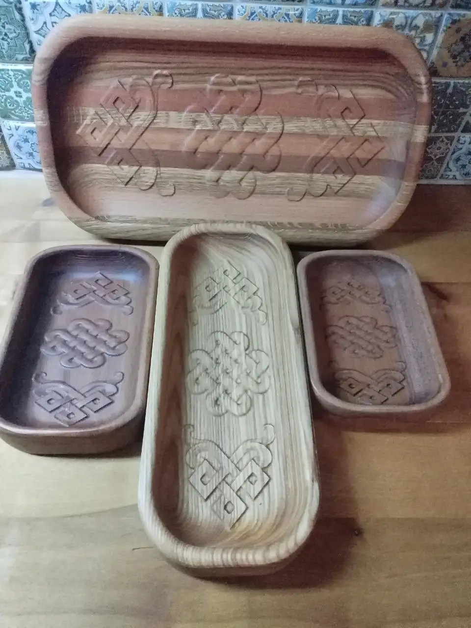 Набор блюд для кухни из ценных пород дерева с бурятским орнаментом - Посуда и кухонная утварь (Для дома и дачи) в Улан-Удэ