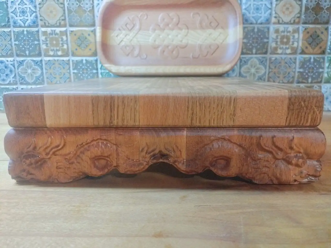 Торцевая разделочная доска с блюдом из ценных пород дерева - Кухонная утварь (Для дома и дачи) в Улан-Удэ