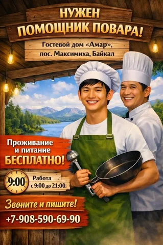 Срочно требуется помощник повара - Работа в Максимиха