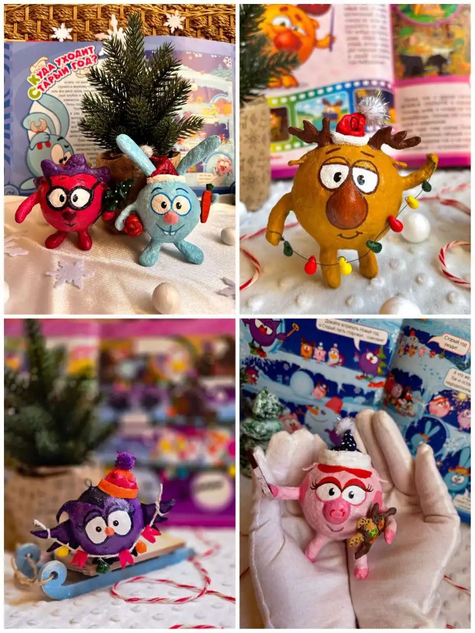 Игрушки из ваты для ёлочки