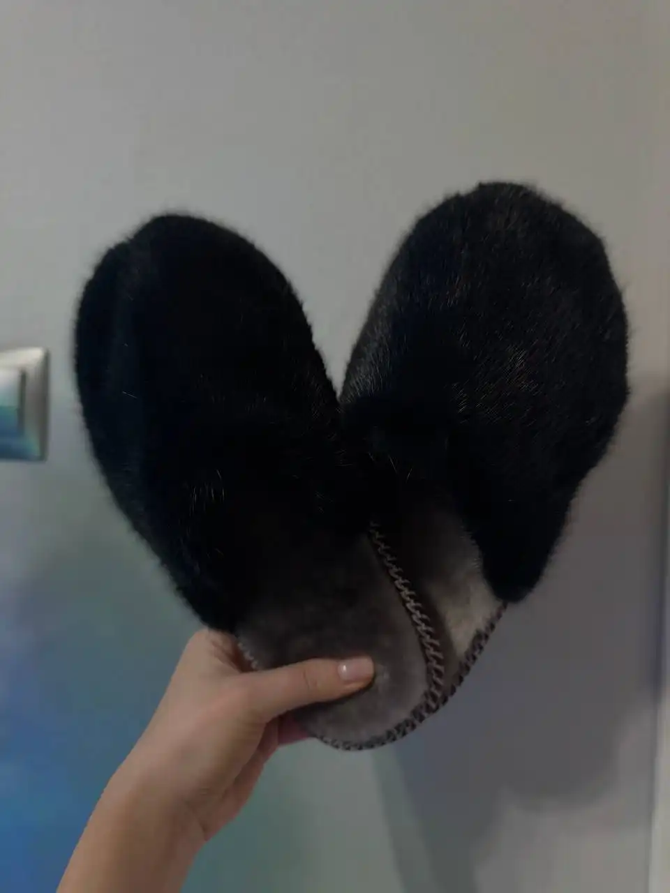 Домашние тапочки из натурального меха норка с мутоном