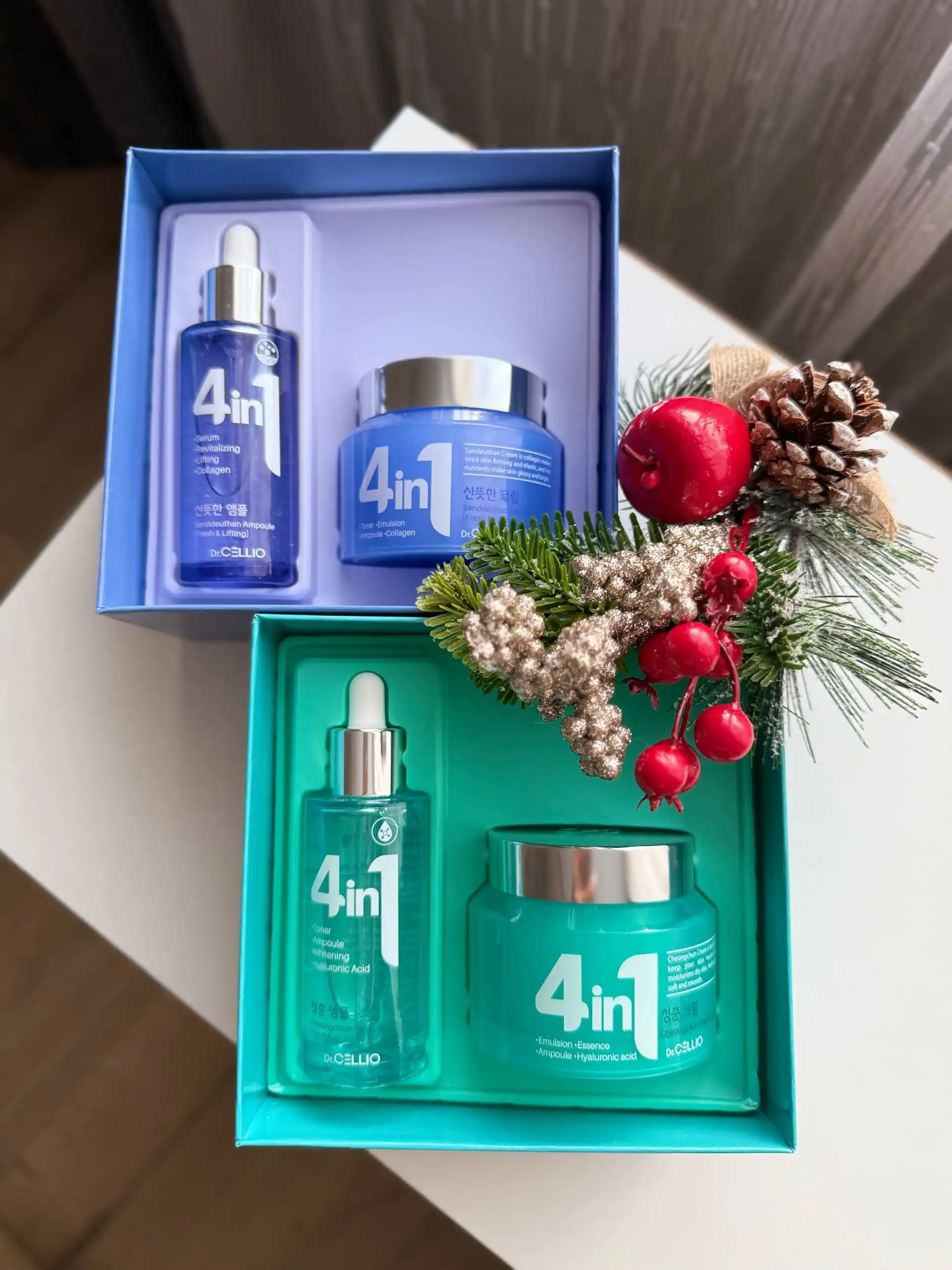 Корейские наборы сыворотка и крем для лица