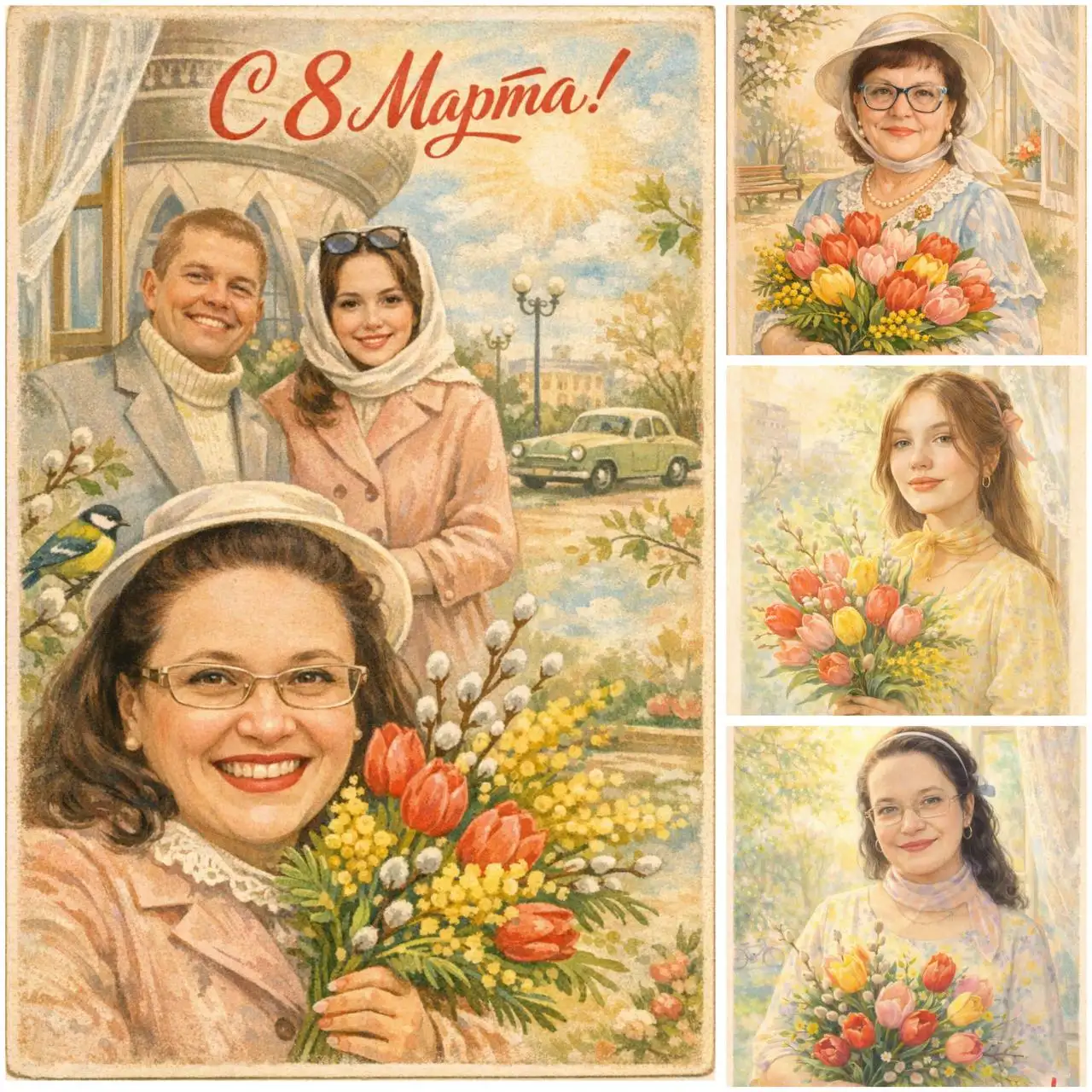 Винтажные открытки с 8 марта по фото - Услуги в Ульяновск