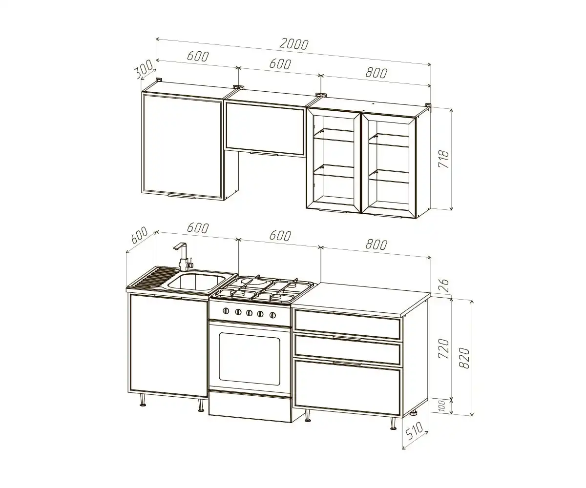 Кухонный гарнитур Николь 2,0м - Кухонная мебель (Для дома и дачи) в Ульяновск