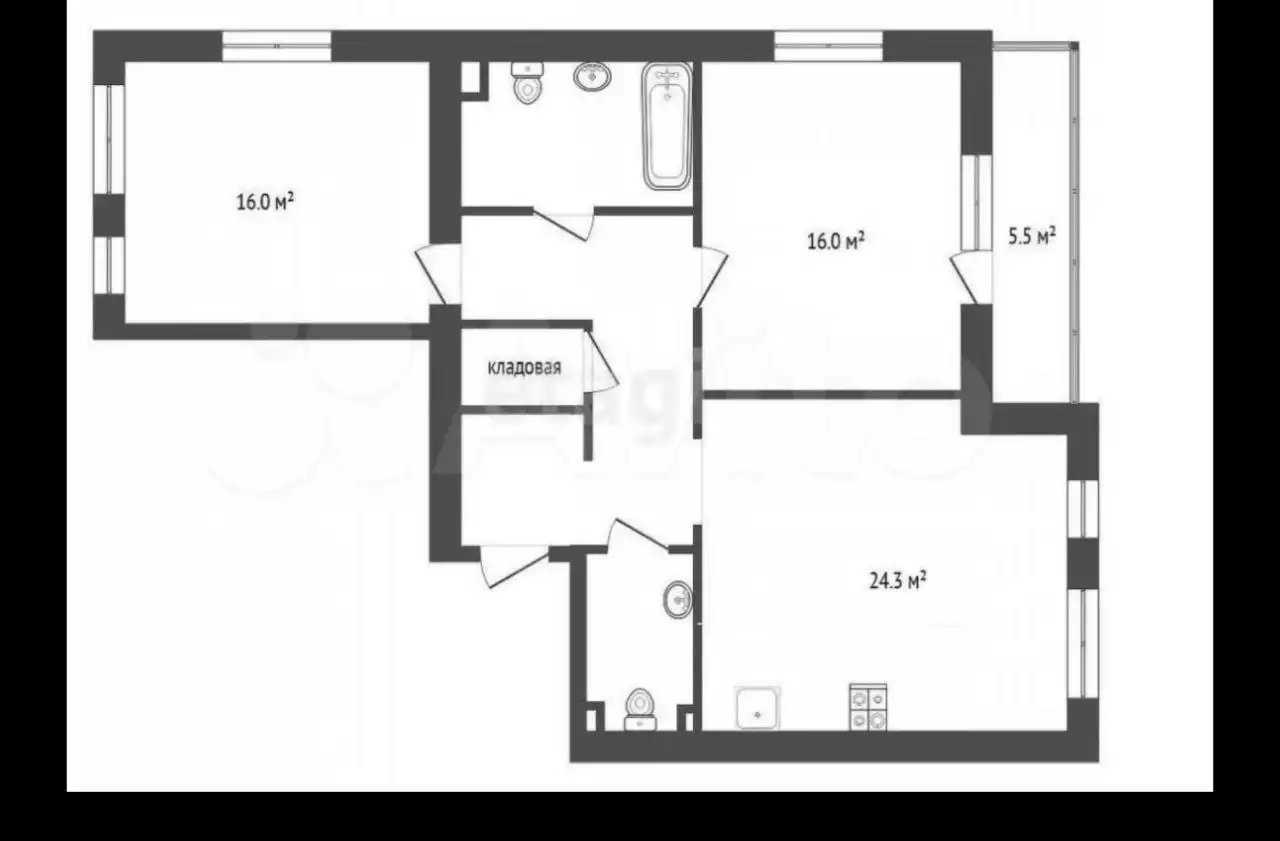 Продажа 2-комнатной квартиры 83.9 м² в Тюмени, ул. 50 лет Октября