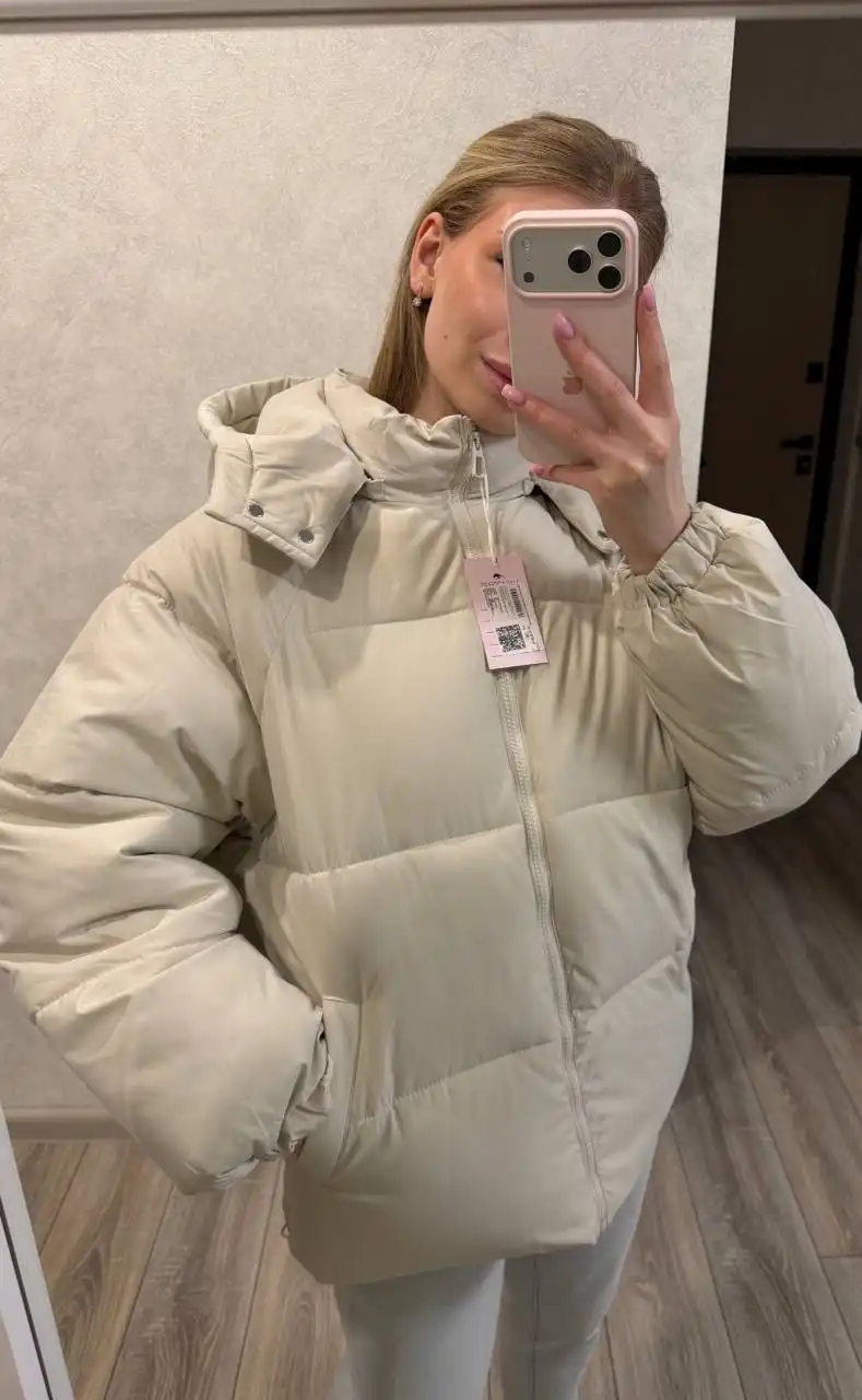 Пуховик светло-бежевый размер 42(s) - Одежда в Екатеринбург