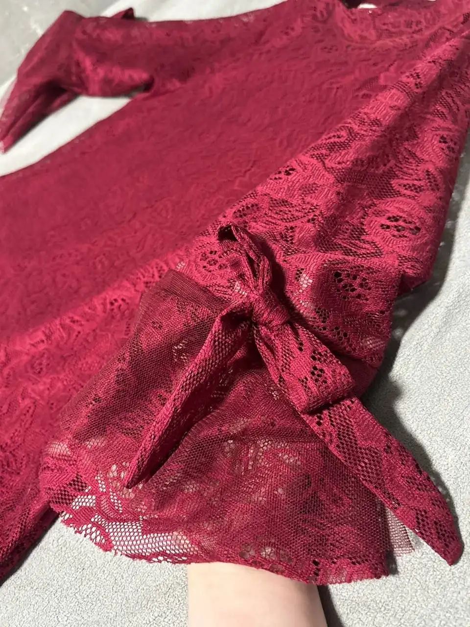 Кружевное бордовое платье Rayma с рукавами-клеш - Платья (Одежда) в Екатеринбург