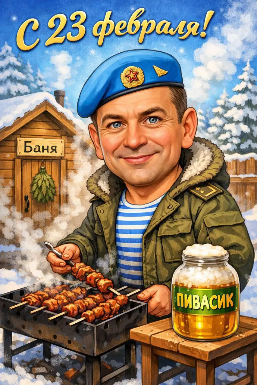 Шарж по фото — универсальный подарок на 14 и 23 февраля - Дизайн и творчество (Услуги) в Тюмень