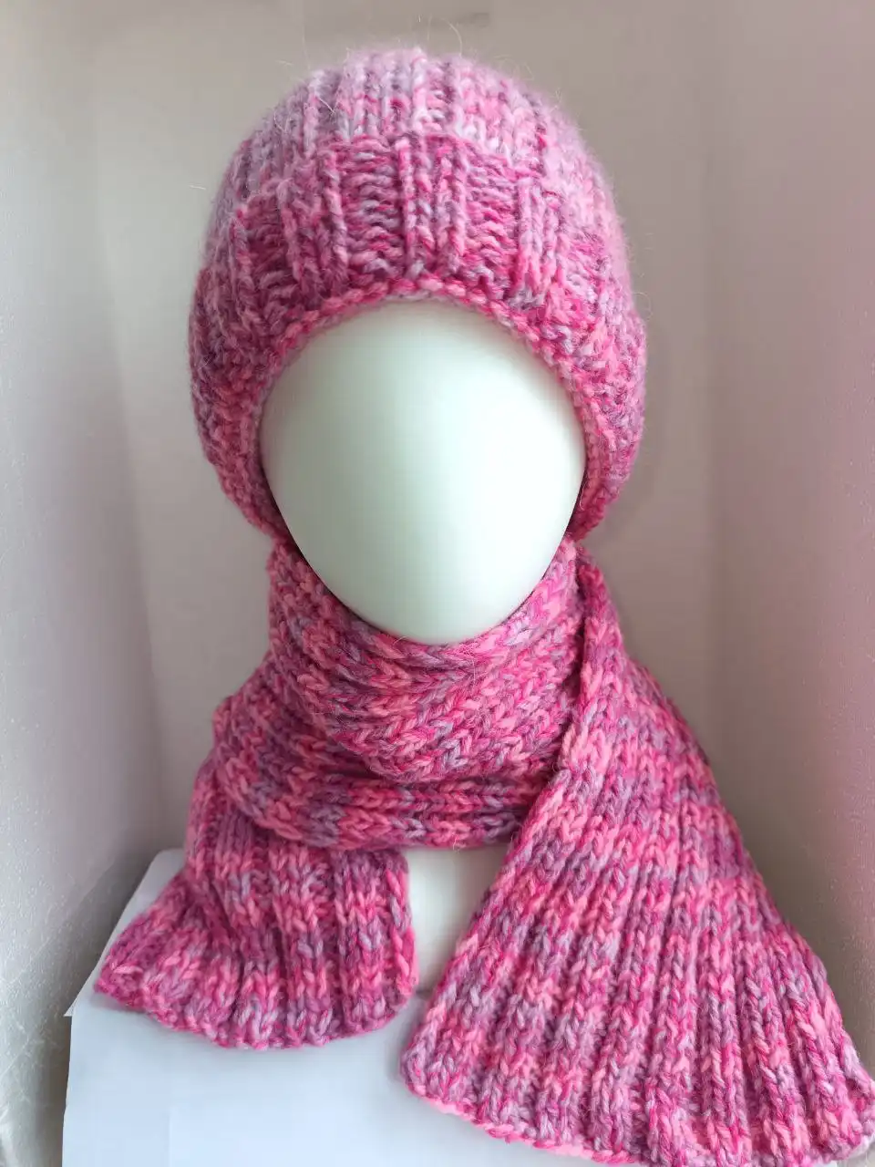 Шерстяной комплект шапочка и шарфик с мохером - Головные уборы и аксессуары (Одежда) в Люберцы