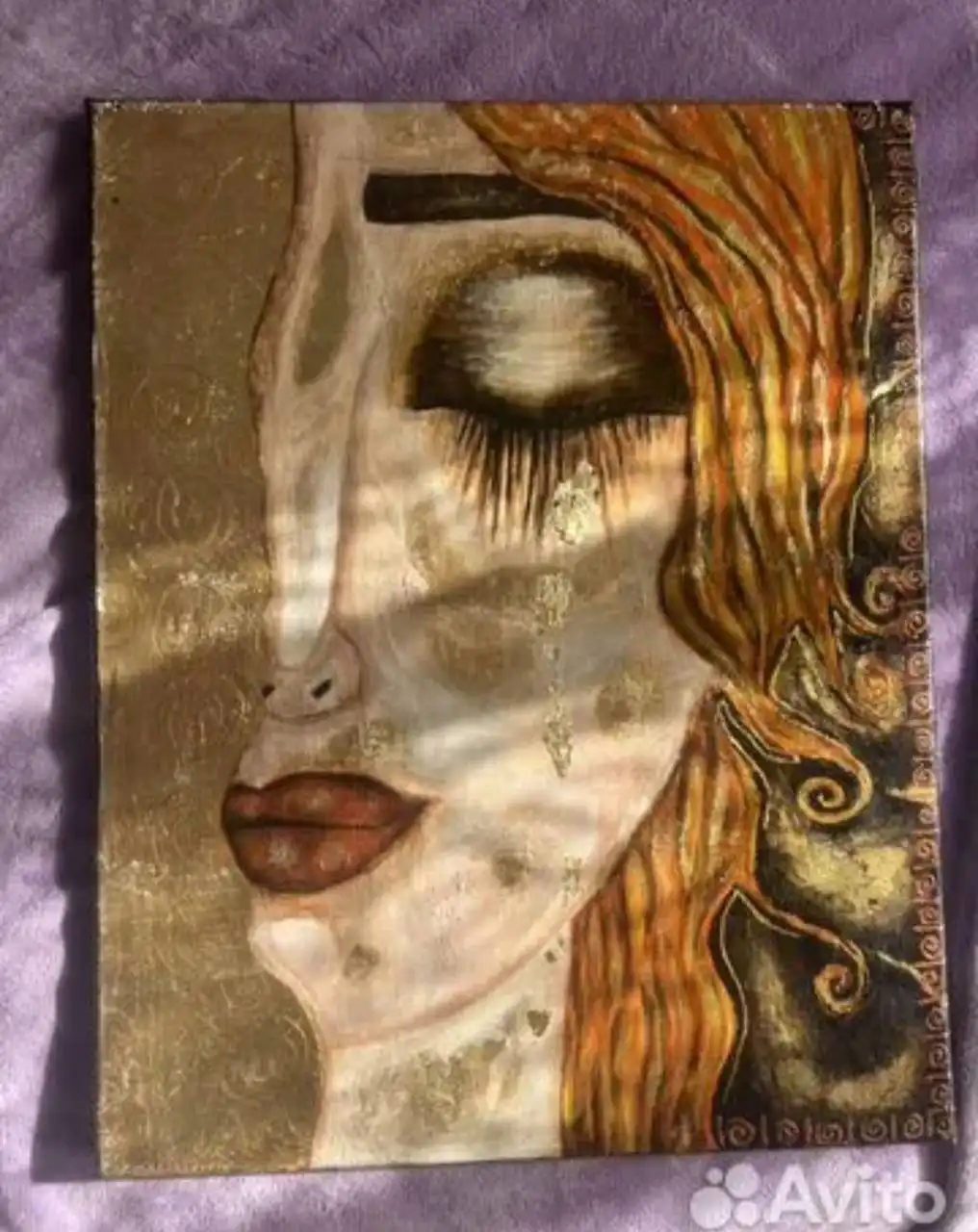 Картина акрилом с золотой поталью - Барахолка в Люберцы