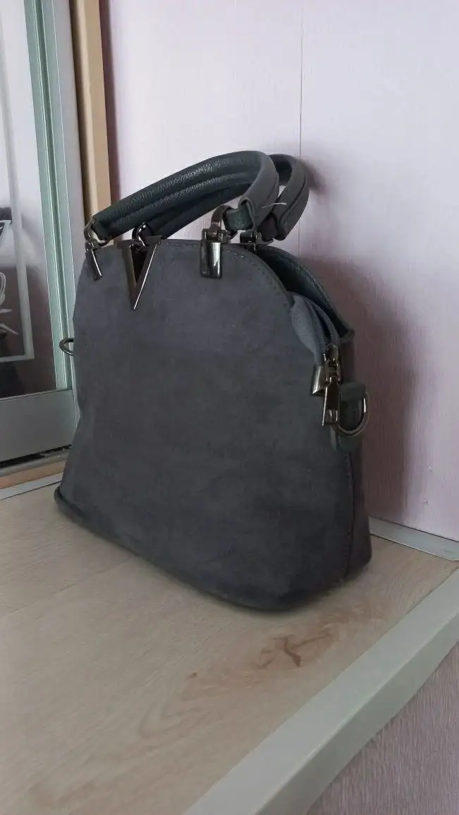 Женская замшевая сумка темно-серого цвета - Сумки (Одежда) в Люберцы