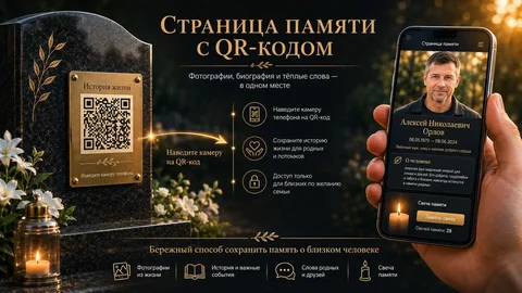 Страница памяти с QR-кодом - Услуги в Люберцы