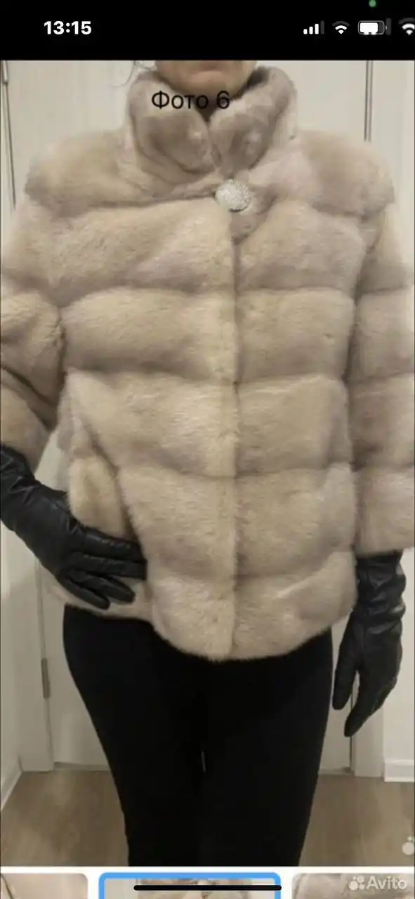 Норковый полушубок с перчатками