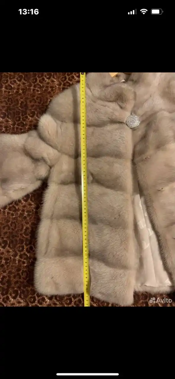 Норковый полушубок с перчатками