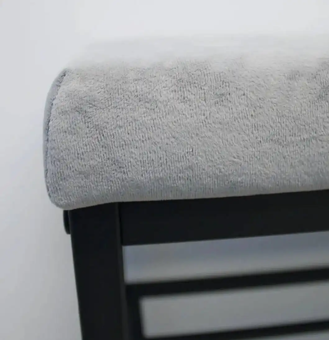 Продажа удобной обувницы черный металл и велюр серый