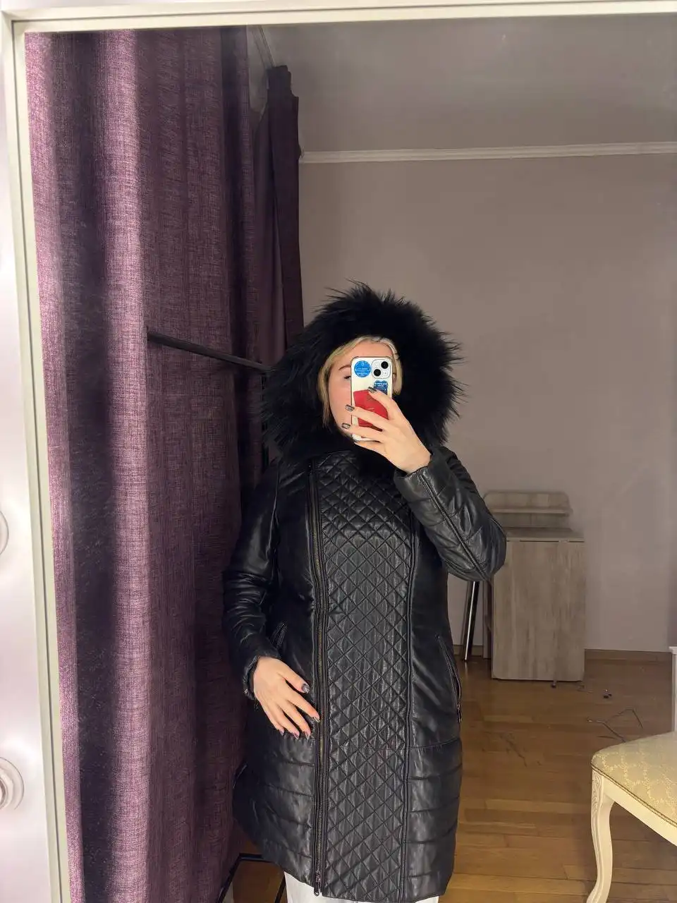 Пальто из натуральной кожи La reine blance