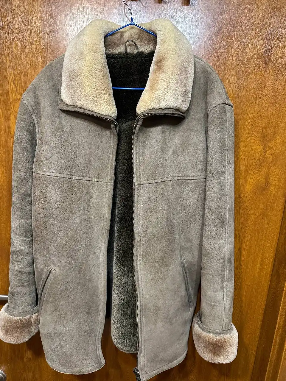 Мужская замшевая дубленка коричневого цвета размер XXXL