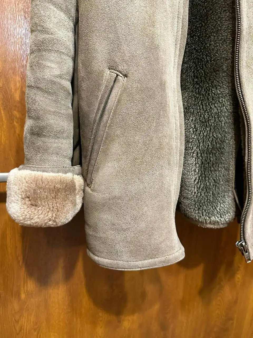 Мужская замшевая дубленка коричневого цвета размер XXXL