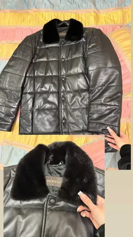 Натуральная мужская кожаная куртка KORPO с воротником из норки - Одежда в Москва