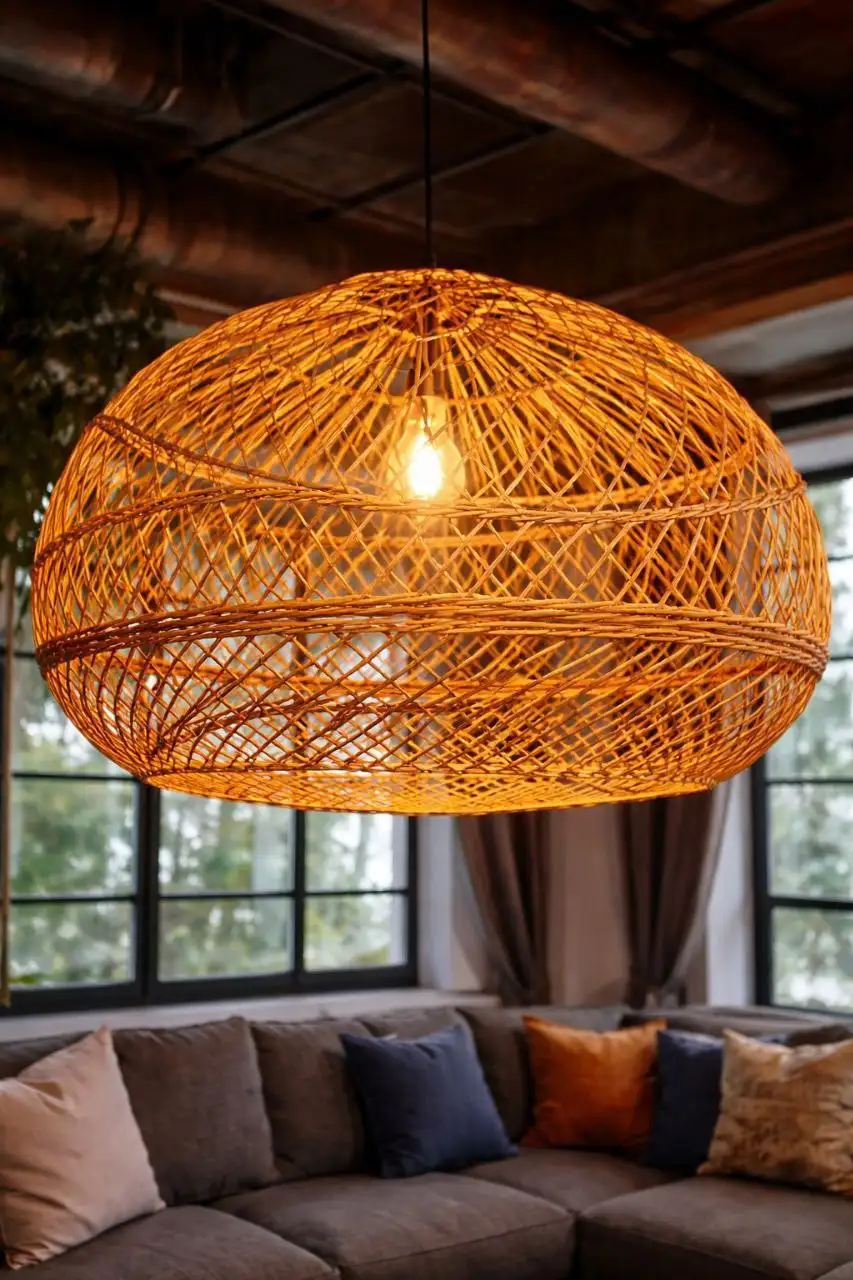 Абажур из ротанга диаметром 85 мм, высота 50 см - Барахолка в Москва