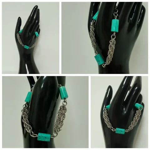 Браслет ручной работы из стали и титана с бирюзой - Цветы в Набережные Челны