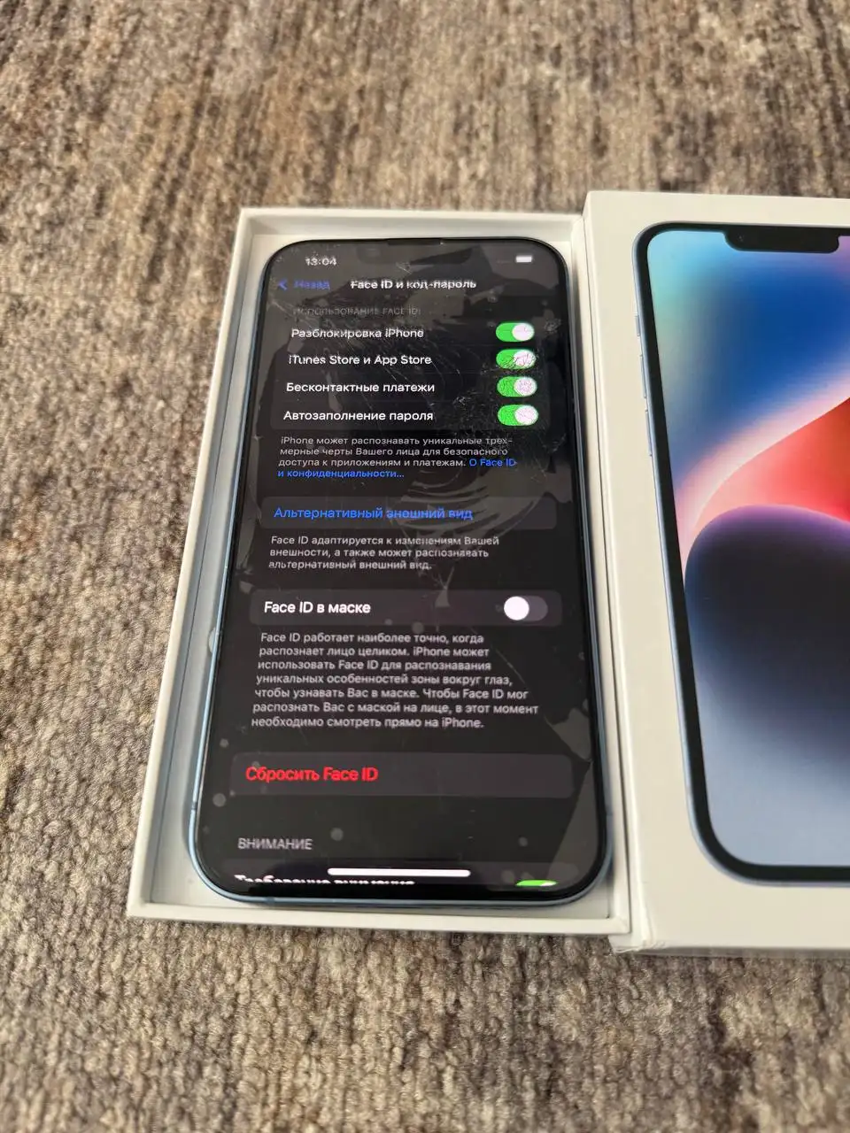 iPhone 14 128 ГБ с повреждениями экрана и крышки - Смартфоны (Электроника) в Рыбинск