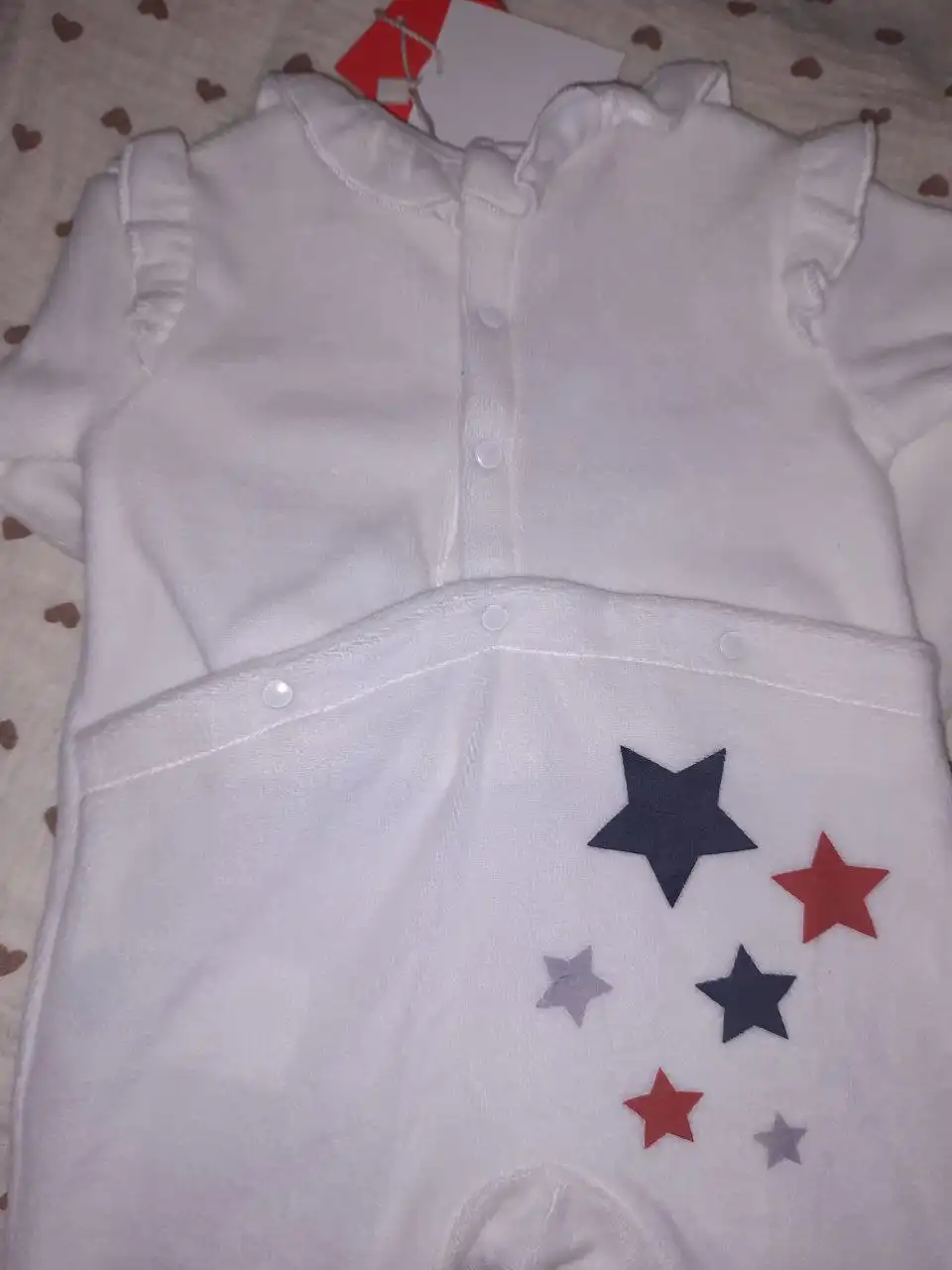 Белый нательный комбинезон Boboli размер 74 см с принтом медвежонка и звезд