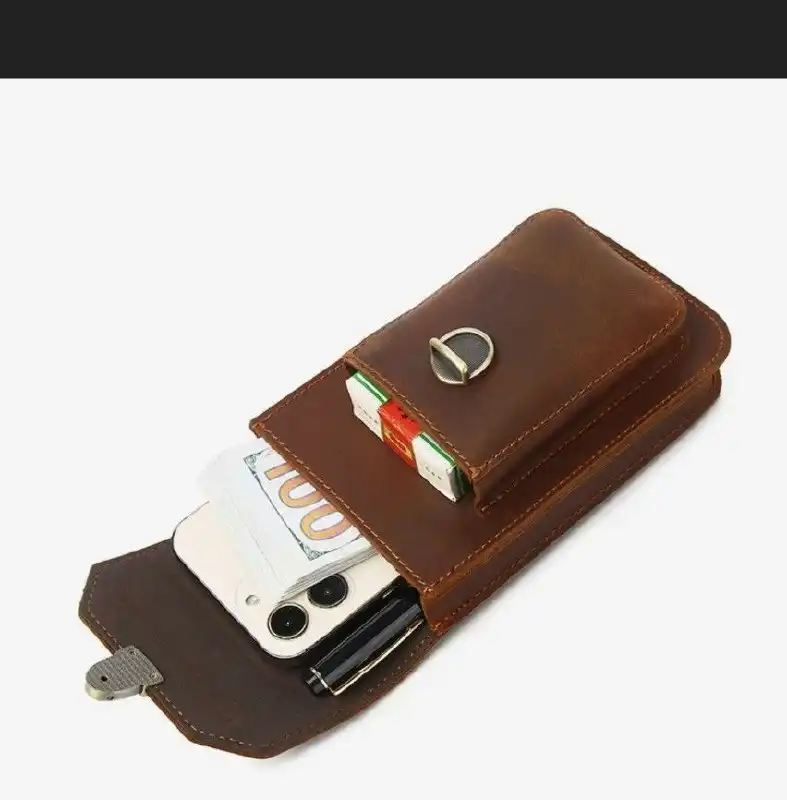 Сумка из коровьей кожи на пояс под документы и телефон