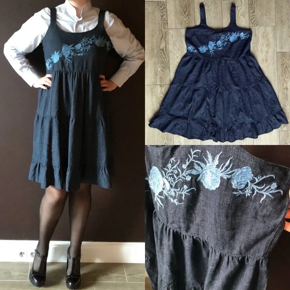 Сарафан свободного кроя Next с вышивкой