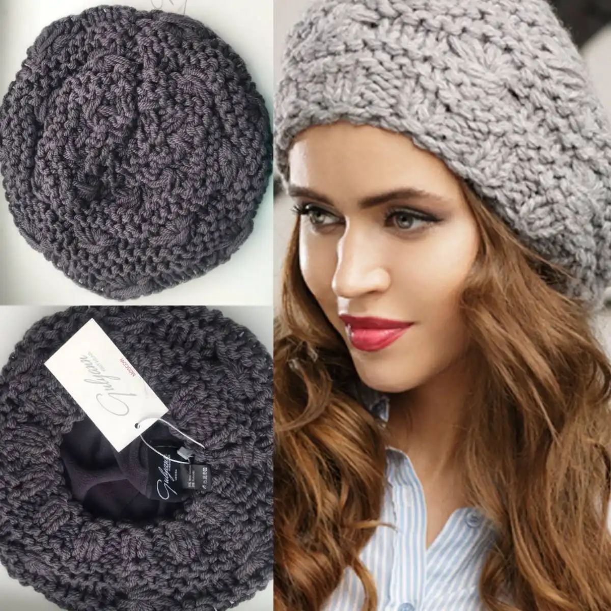 Тёплый берет из шерсти ламы ручной вязки - Барахолка в Балашиха