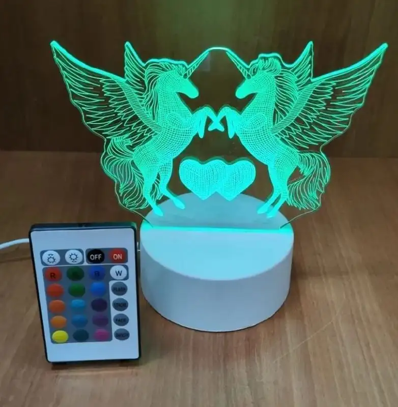 Ночник 3D Единороги настольный с ДУ пультом USB Type-C - Электроника (Барахолка) в Балашиха