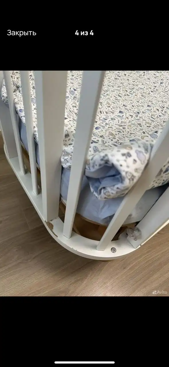 Детская кроватка с маятником из натуральной березы