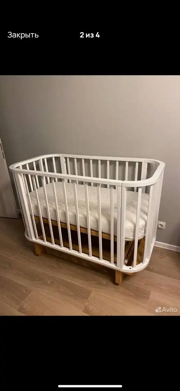 Детская кроватка с маятником из натуральной березы