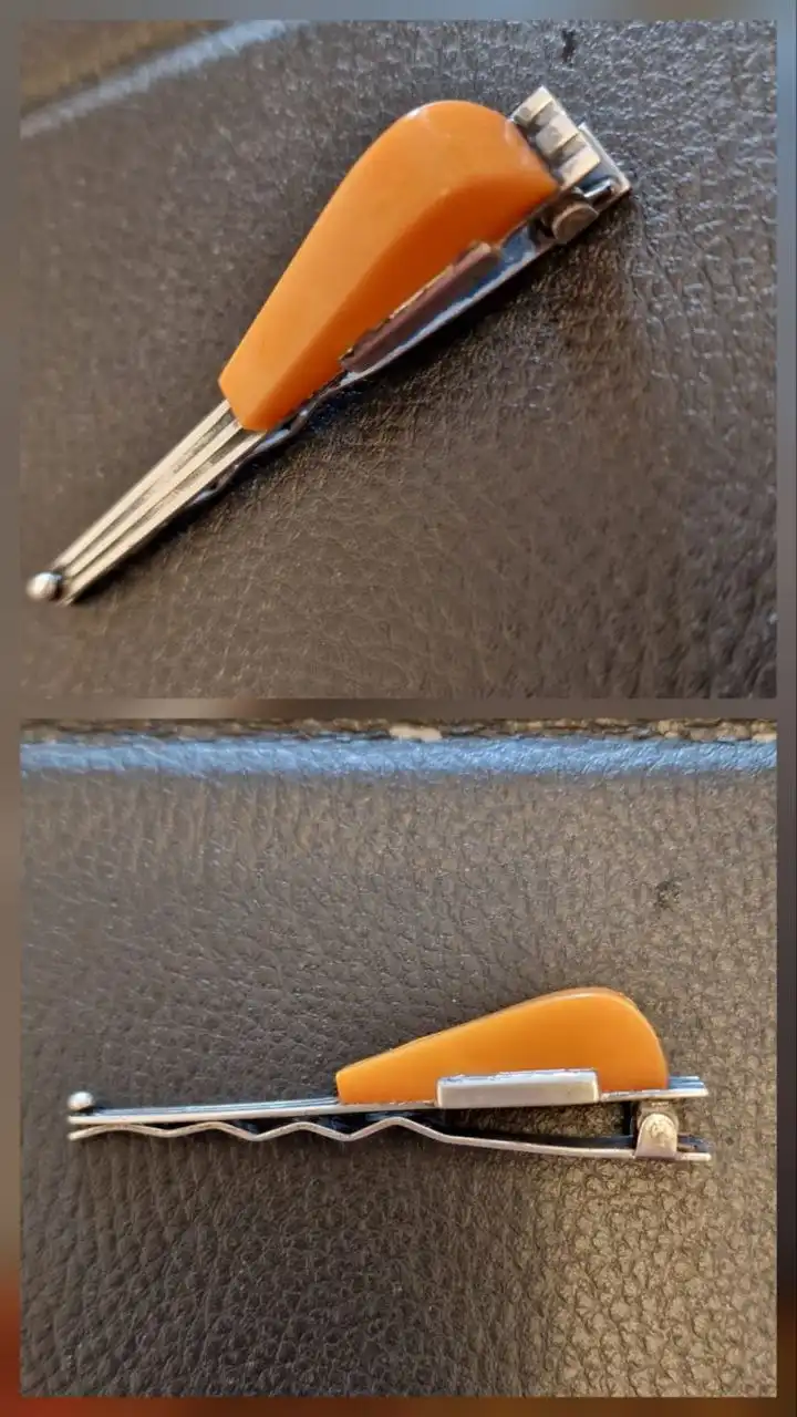 Зажим для галстука серебро 875 проба с янтарем 1960-х годов - Коллекционирование (Хобби и отдых) в Мытищи