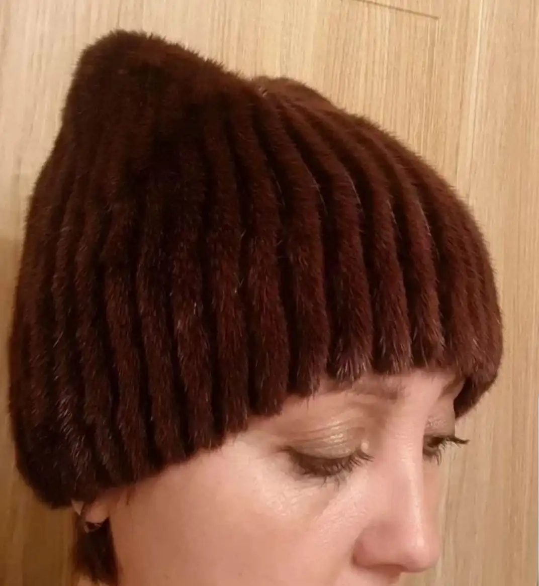 Фиолетовая меховая женская шапка с кошачьими ушками - Головные уборы (Одежда) в Тарасовка