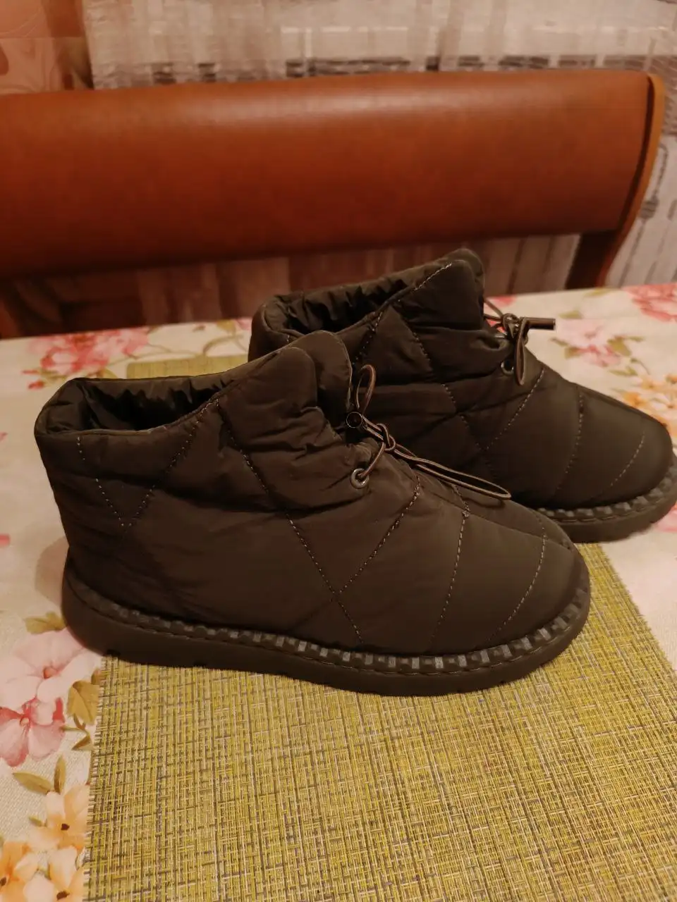 Зимние дутики темно-зеленого цвета размер 41 - Обувь (Одежда) в Монино