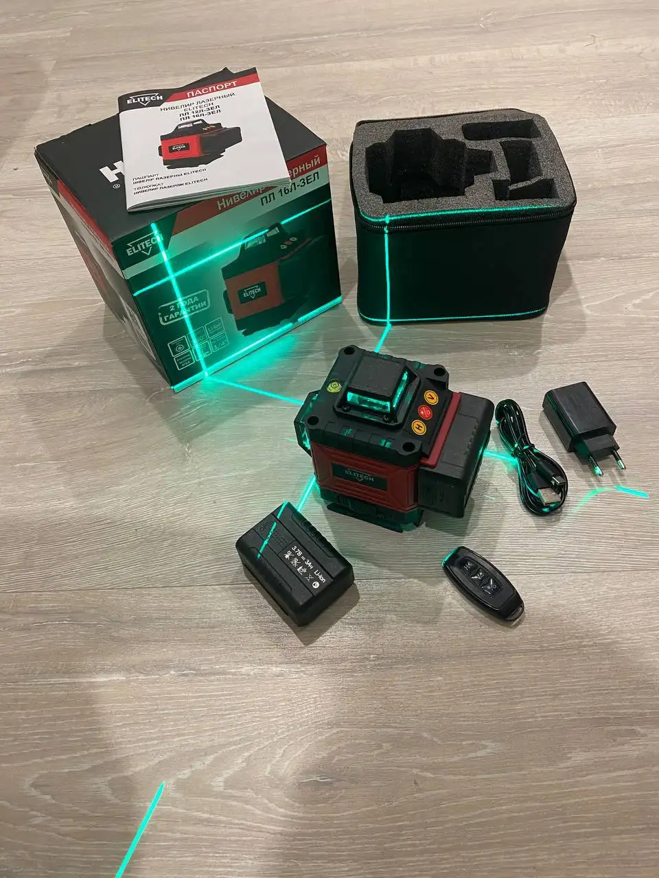Новый Нивелир лазерный Elitech 16Л-ЗЕЛ зеленый луч, 25 м - Строительные инструменты (Барахолка) в Пушкино