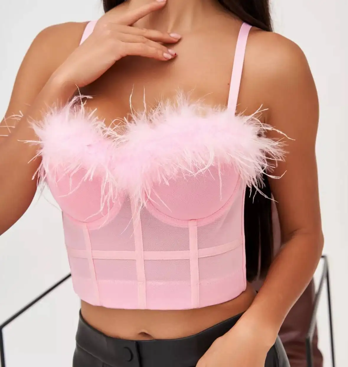 Корсетный топ с перьями в идеальном состоянии - Одежда в Мытищи