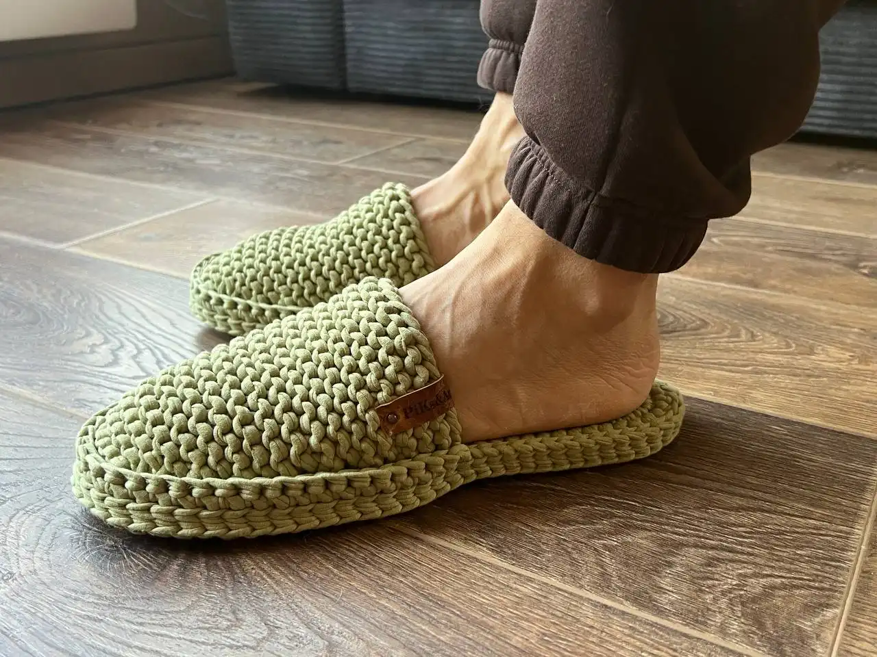 Тапочки из трикотажной пряжи ручной работы - Обувь (Одежда) в Балашиха