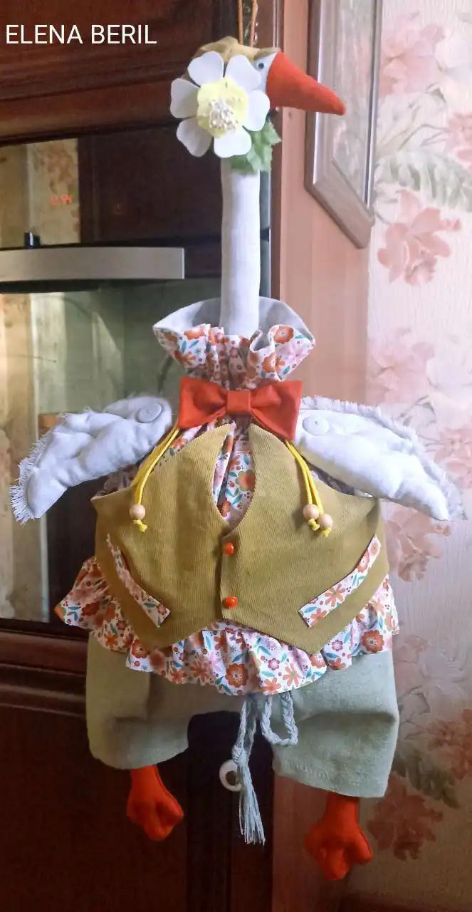 Гусь "Лютик" - пакетница из льна и хлопка, интерьерный декор - Интерьерный декор (Для дома и дачи) в Балашиха