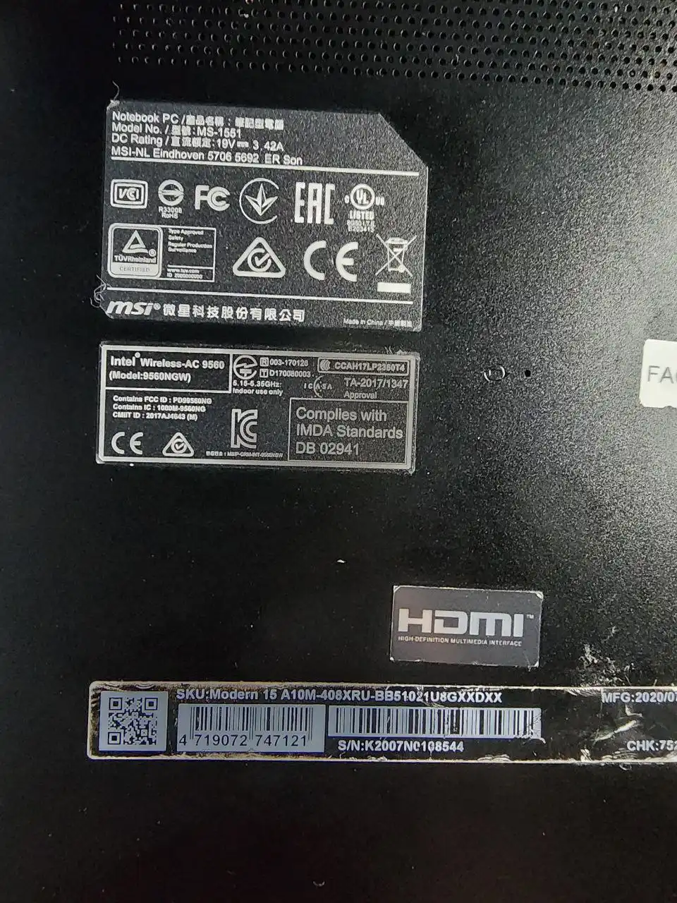 Ноутбук MSI Modern 15 A10M с неисправной клавиатурой - Ноутбуки (Электроника) в Владивосток