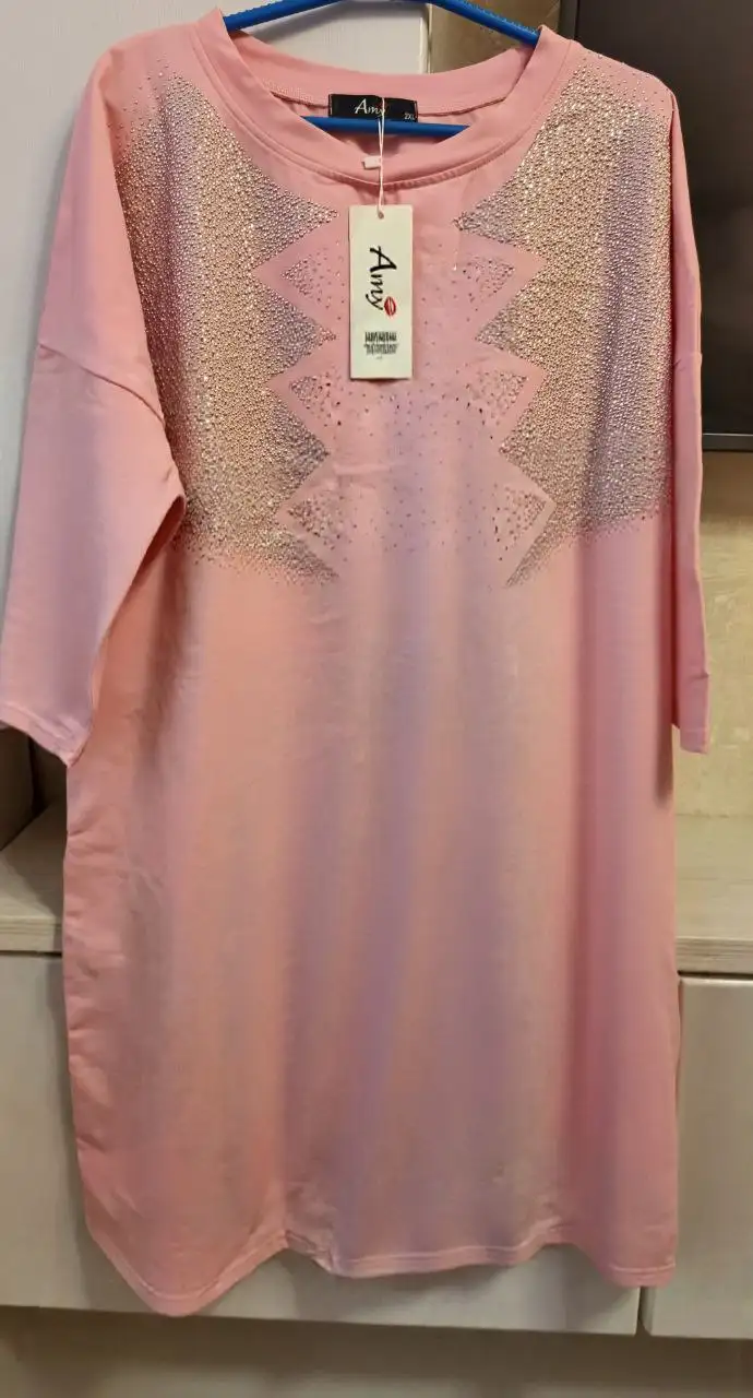 Туника с карманами и стразами, размер 52 - Одежда в Владивосток