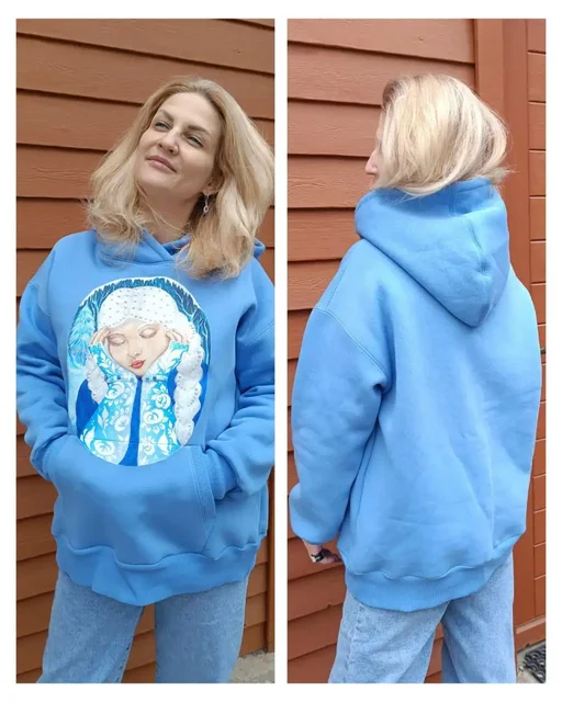 Авторская худи ручной работы с рисунком из страз и бусин - Джинсы в Владивосток